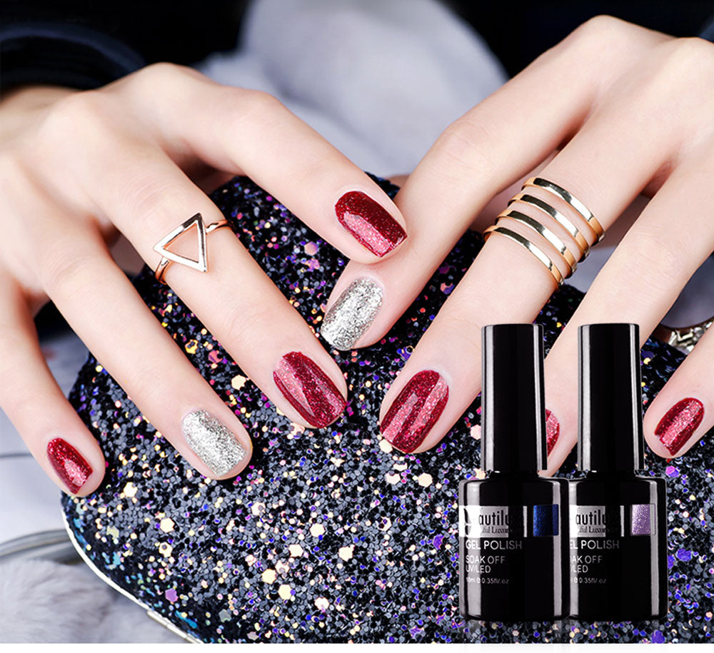 Semi-Permanent Glitter Gel Polish โ Diamond Platinum Color Beautilux โ 10ml