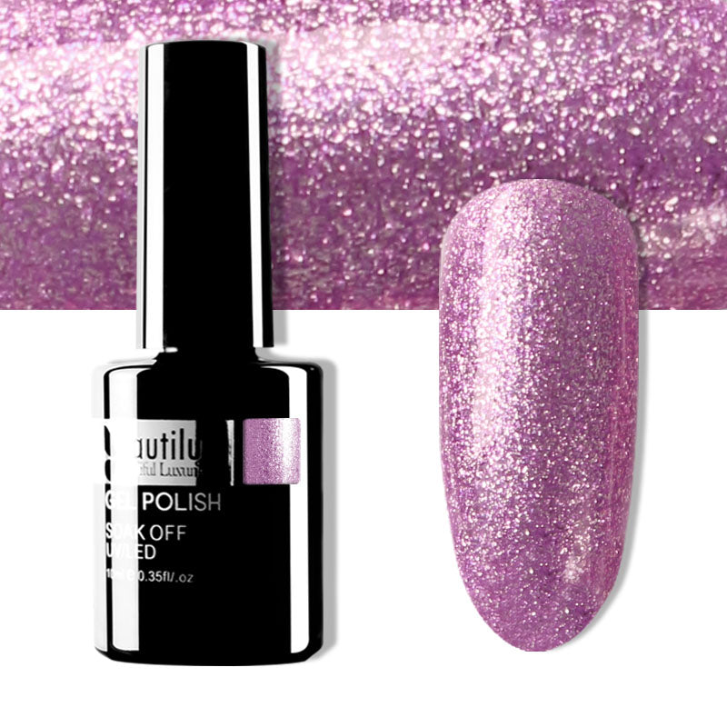 Semi-Permanent Glitter Gel Polish โ Diamond Platinum Color Beautilux โ 10ml