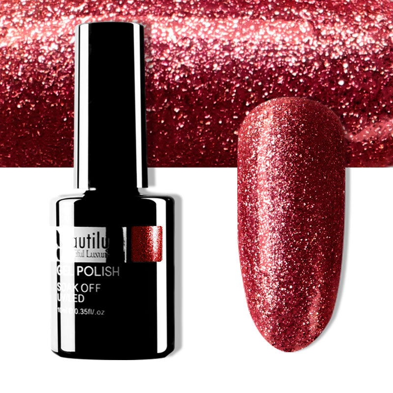 Semi-Permanent Glitter Gel Polish โ Diamond Platinum Color Beautilux โ 10ml