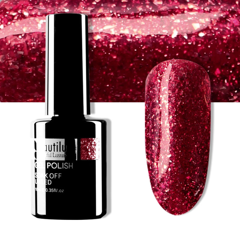 Semi-Permanent Glitter Gel Polish โ Diamond Platinum Color Beautilux โ 10ml