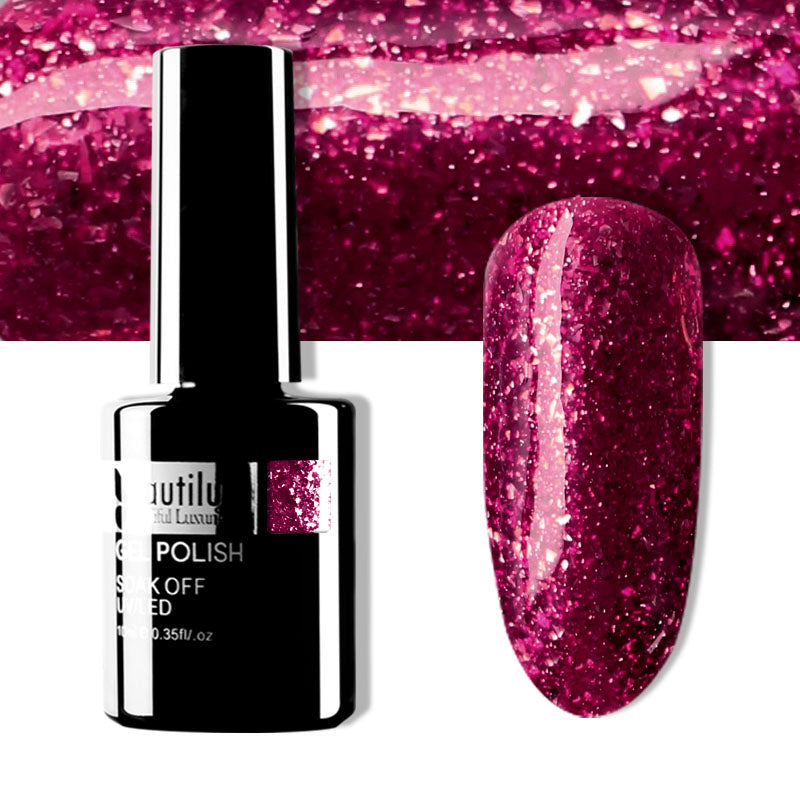 Semi-Permanent Glitter Gel Polish โ Diamond Platinum Color Beautilux โ 10ml