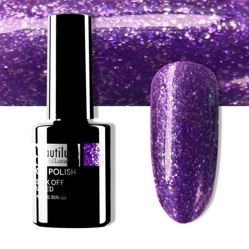Semi-Permanent Glitter Gel Polish โ Diamond Platinum Color Beautilux โ 10ml