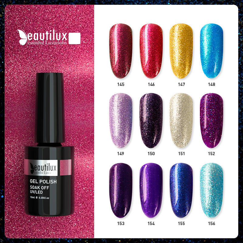 Beautilux Glitter Semi-Permanent Varnish from B-121 to B-168