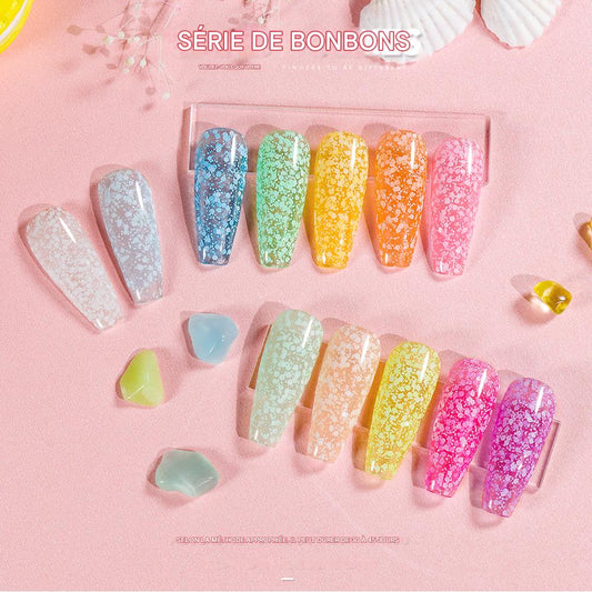 Semipermanenter Nagellack mit funkelndem Schneeeffekt, Pfirsich, Ref. XH-05 – dezenter Glanz und problemlose Entfernung