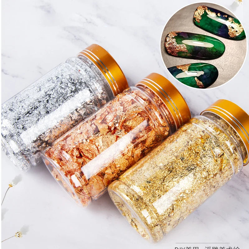 Beautilux Metallic Flakes – Gold, Rose Gold &amp; Silver – 5g